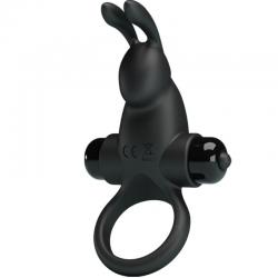 Pretty love - anillo vibrador + estimulador rabbit clítoris 10 vibraciones negro