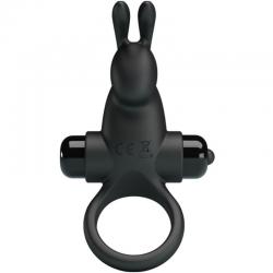 Pretty love - anillo vibrador + estimulador rabbit clítoris 10 vibraciones negro