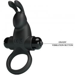 Pretty love - anillo vibrador + estimulador rabbit clítoris 10 vibraciones negro