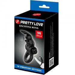 Pretty love - exciting ring anillo vibrador rabbit 10 vibraciones negro