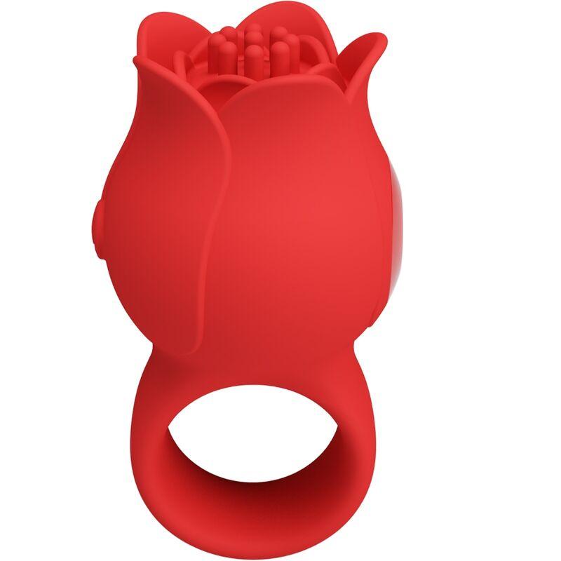 Pretty love - jae vibrador de dedo forma de rosa 10 vibraciones rojo