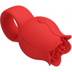 Pretty love - jae vibrador de dedo forma de rosa 10 vibraciones rojo