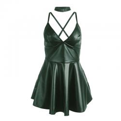 Subblime - 955434 vestido con tirantes de cuero verde s/m