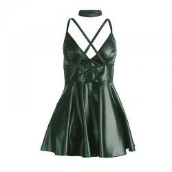 Subblime - 955434 vestido con tirantes de cuero verde s/m