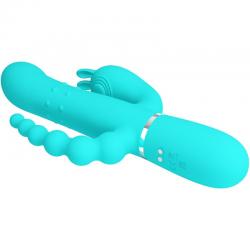 Pretty love - cammy triple vibrador rabbit multifunción 4 en 1 azul