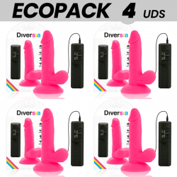 Ecopack 6 uds - diversia dildo flexible con vibracion rosa 17 cm -o- 3.3 cm