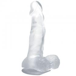 Baile dildo realistico con ventosa y testiculos 16.7 cm transparente